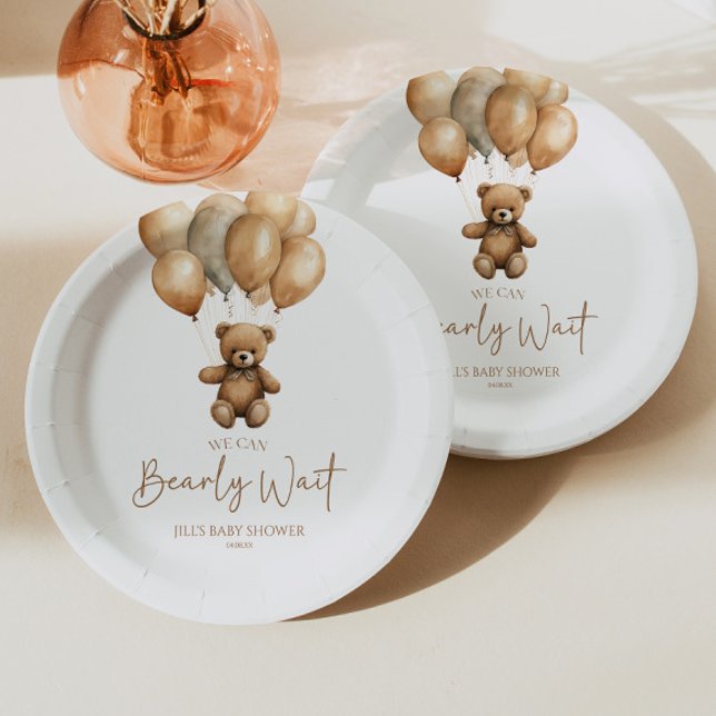 Prato De Papel Podemos Esperar Boho Teddy Bear Chá de fraldas (Criador carregado)