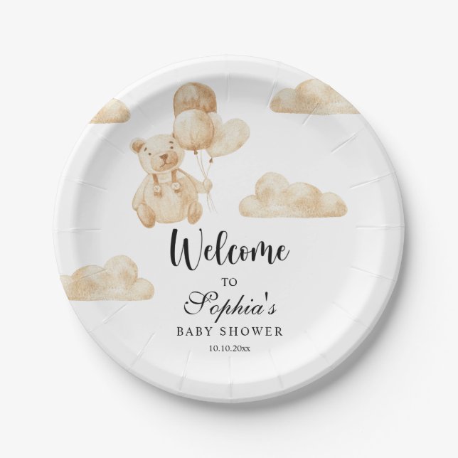 Prato De Papel Podemos esperar chá de fraldas (Frente)