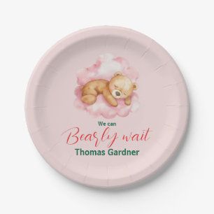 Prato De Papel Podemos Esperar, Garoto, Chá de fraldas De Urso Bo