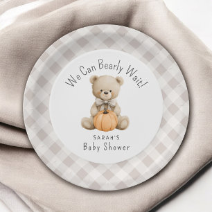 Prato De Papel Podemos Esperar O Chá de fraldas Do Urso De Teddy
