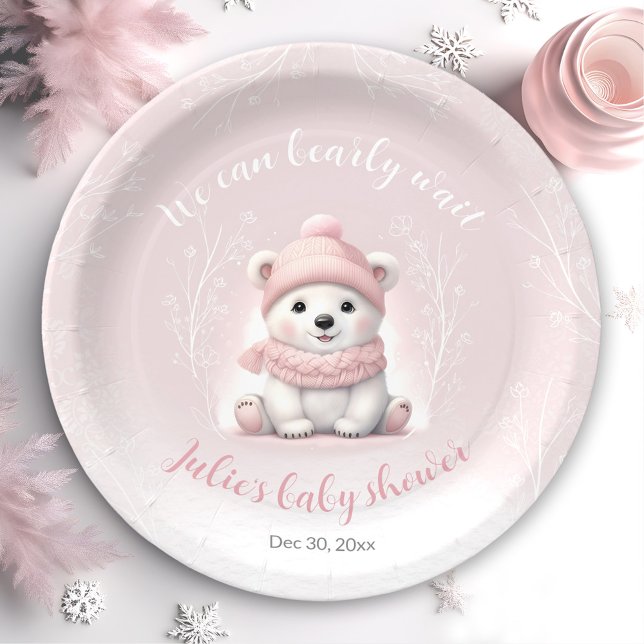 Prato De Papel Podemos Esperar Placas De Chá de fraldas De Invern (We Can Bearly Wait Winter Baby Shower Paper Plates)