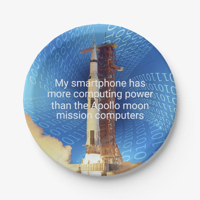 Prato De Papel Poder de computação do Apollo 11 (Frente)