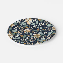 Prato De Papel Poinsettia negro de fundo férias de inverno