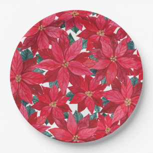 Prato De Papel Poinsettias Abrigos De Inverno Round Pouf