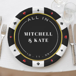 Prato De Papel Poker Chip Wedding