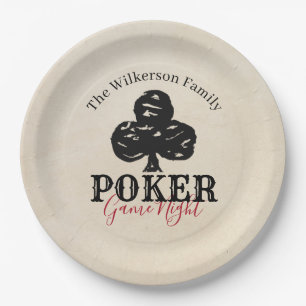 Prato De Papel Poker Game Night Vintage Style Clusters