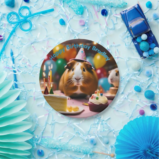 Prato De Papel Pombas-da-índia de nome Blue Bradley com aniversár (Festa)