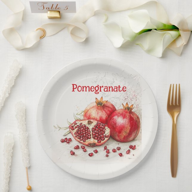 Prato De Papel Pomegranate Paper Plate (Casamento)