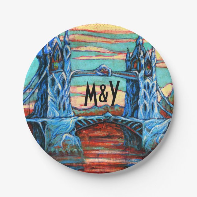 Prato De Papel Ponte Crescente em Placa de Janto de uma cidade fa (Frente)