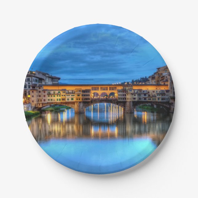 Prato De Papel Ponte vecchio em Florença, Itália (Frente)