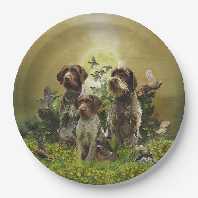Prato De Papel Ponteiro alemão Wirehaired (Frente)