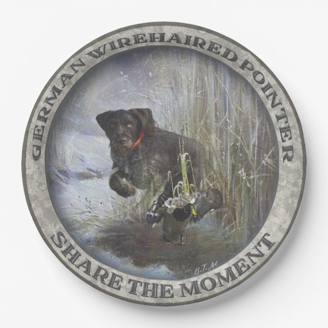 Prato De Papel Ponteiro alemão Wirehaired (Frente)