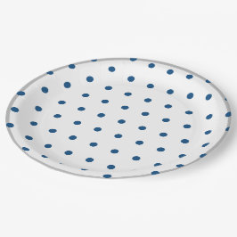 Prato De Papel Pontos Azuis Azure Prata Branco