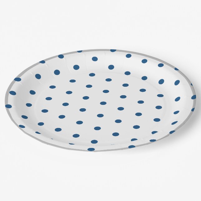 Prato De Papel Pontos Azuis Azure Prata Branco (Inclinado)