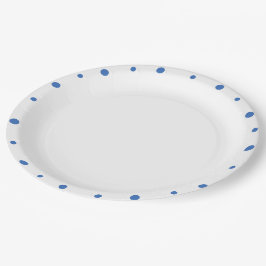 Prato De Papel Pontos Azuis Azureos Branco