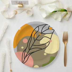 Prato De Papel Pontos de abstrato interessantes com folhas