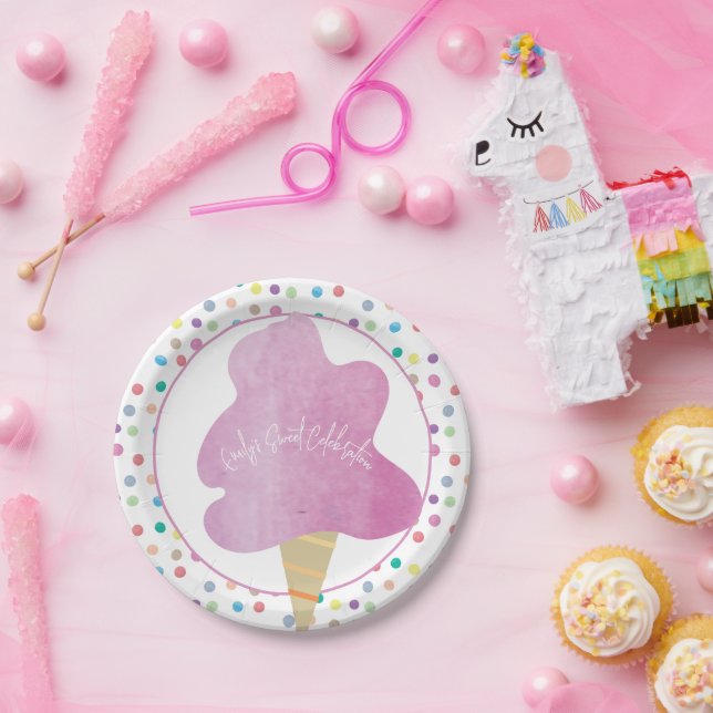 Prato De Papel Pontos de Aquarela de Festa de aniversário de algo (Festa)