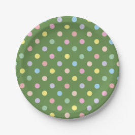Prato De Papel Pontos de Bolinhas Pastéis Macios Verde