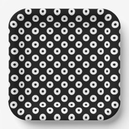 Prato De Papel Pontos de Polka Simples Preto e Branco