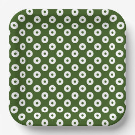 Prato De Papel Pontos de Polka Simples Verde e Branco