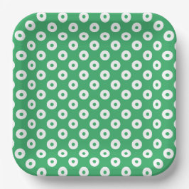 Prato De Papel Pontos de Polka Simples Verde e Branco