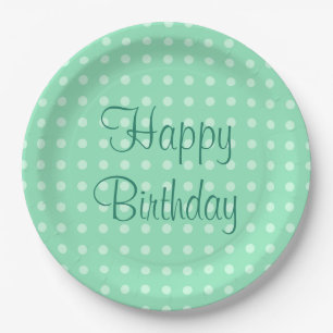 Prato De Papel Pontos de Texto Feliz Aniversário Rústico Polca Ve