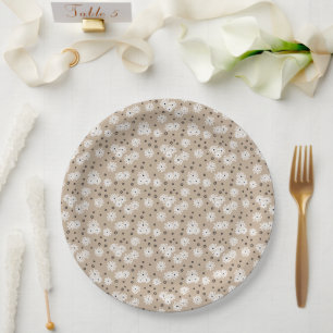 Prato De Papel Pontos e Visitas - Taupe, Preto e Branco