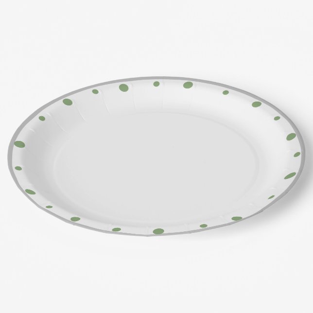 Prato De Papel Pontos Geométricos Brancos Cinza Verde (Inclinado)
