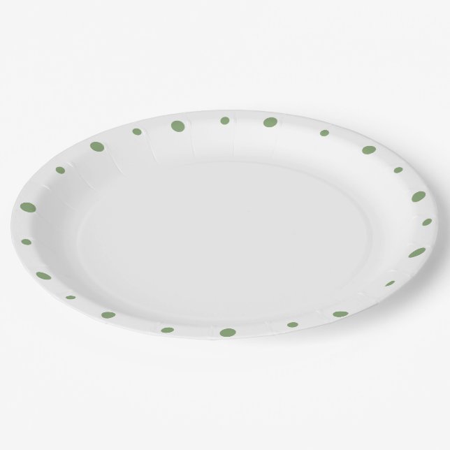 Prato De Papel Pontos Geométricos Verde Suave na Guarnição (Inclinado)