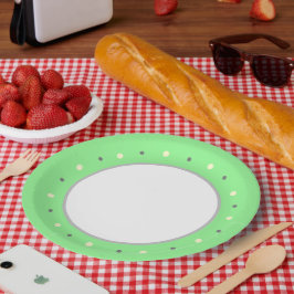 Prato De Papel Pontos geométricos verdes creme cinza