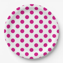 Prato De Papel Pontos polka fúcsia
