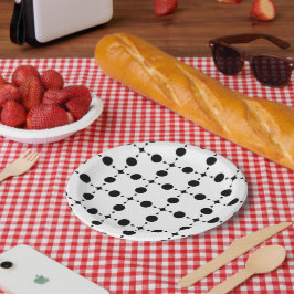 Prato De Papel Pontos Polka Pretos, Padrão de Pontos Polka, Ponto