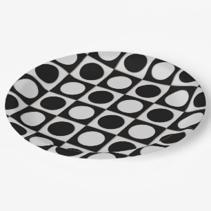 Prato De Papel Pontos & quadrados / branco preto + suas ideias