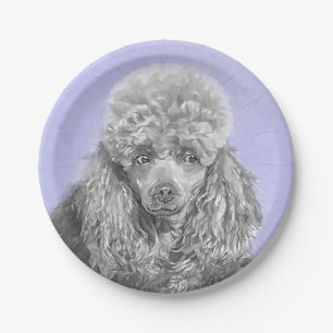 Prato De Papel Poodle (Brinquedo, Miniatura) Pintura Original De 