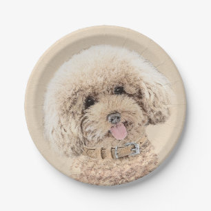 Prato De Papel Poodle Miniature Toy Apricot Cream Brown Dog Art