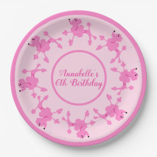 Prato De Papel Poodle Power Party Personalize a placa de papel