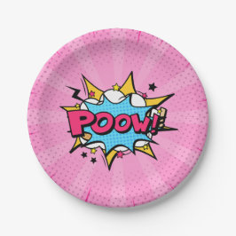Prato De Papel Poow Comic Book Super-Herói Rapariga Aniversário