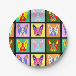 Prato De Papel Pop art de Boston Terrier
