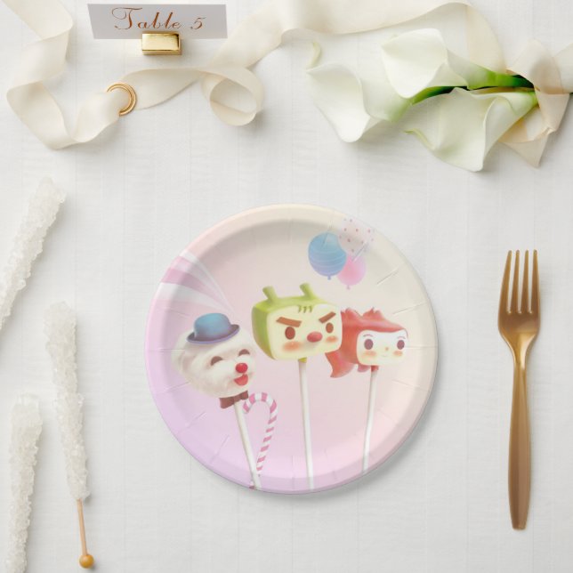 Prato De Papel Pop de Bolo de Caracteres de Cubo (Casamento)