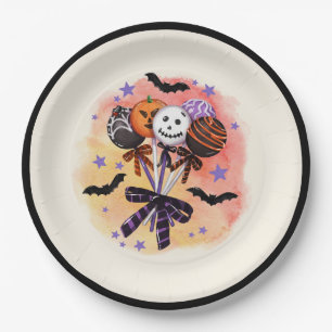 Prato De Papel Pop de Bolo Doce do Halloween Spooky