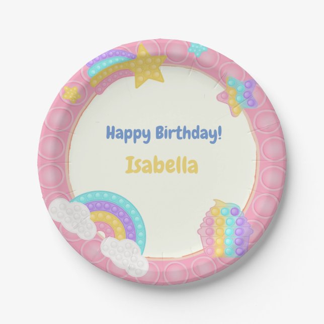 Prato De Papel Pop de Garota, Fidget Birthday (Frente)