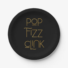 Prato De Papel Pop Fizz Clink Elegante Tipografia