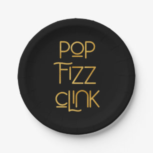 Prato De Papel Pop Fizz Clink Elegante Tipografia