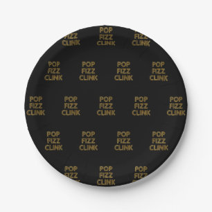 Prato De Papel Pop Fizz Clink Moderna Tipografia de Ano Novo
