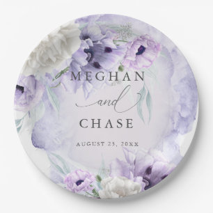 Prato De Papel Poppies Lilac de Cor Watercolor BOHO