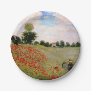 Prato De Papel Poppies vermelhos por Monet - Mulher Parasol do Ca