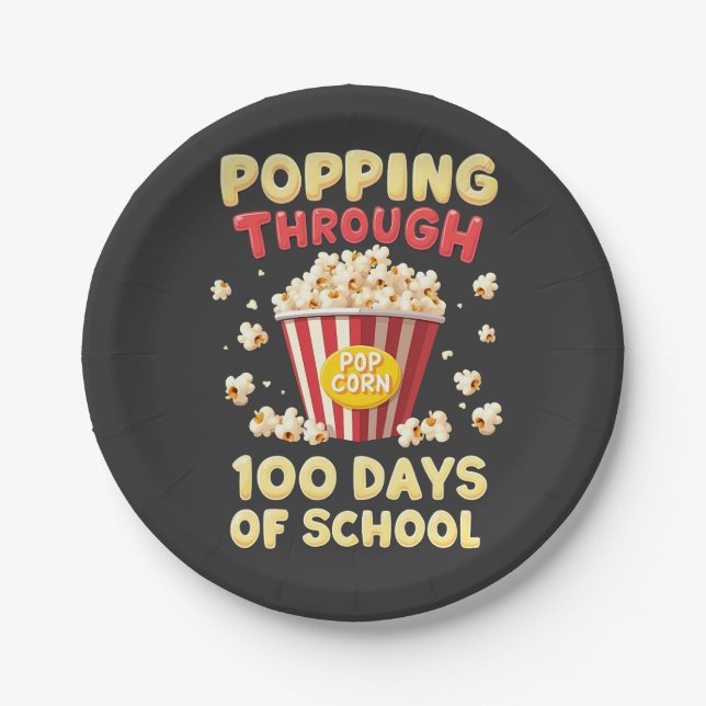 Prato De Papel Popping 100 Dias de Escola (Frente)