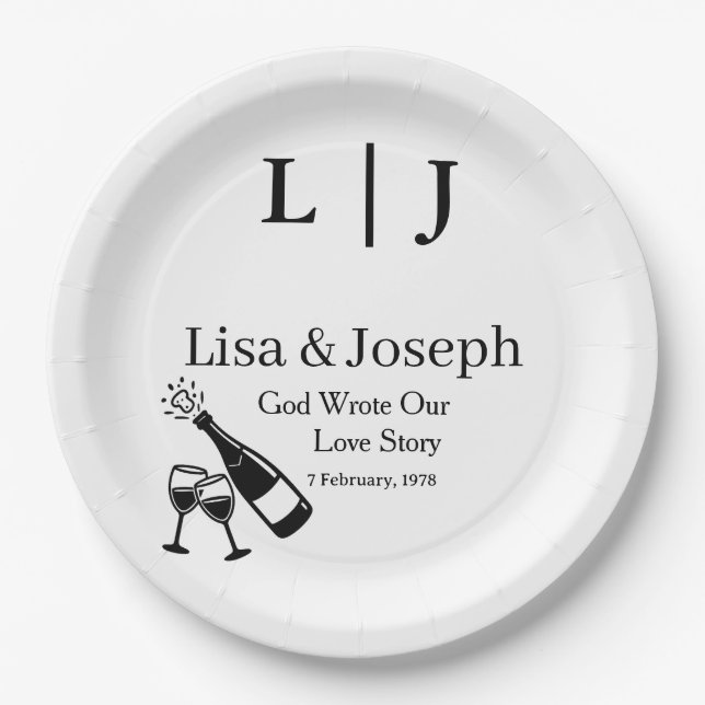 Prato De Papel Popping Champagne &Toasting Glasses Party Wedding  (Frente)