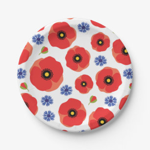 Prato De Papel Poppys E Cornflower Patterno