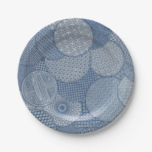 Prato De Papel Porcelana branca azul-antiga, real 1877